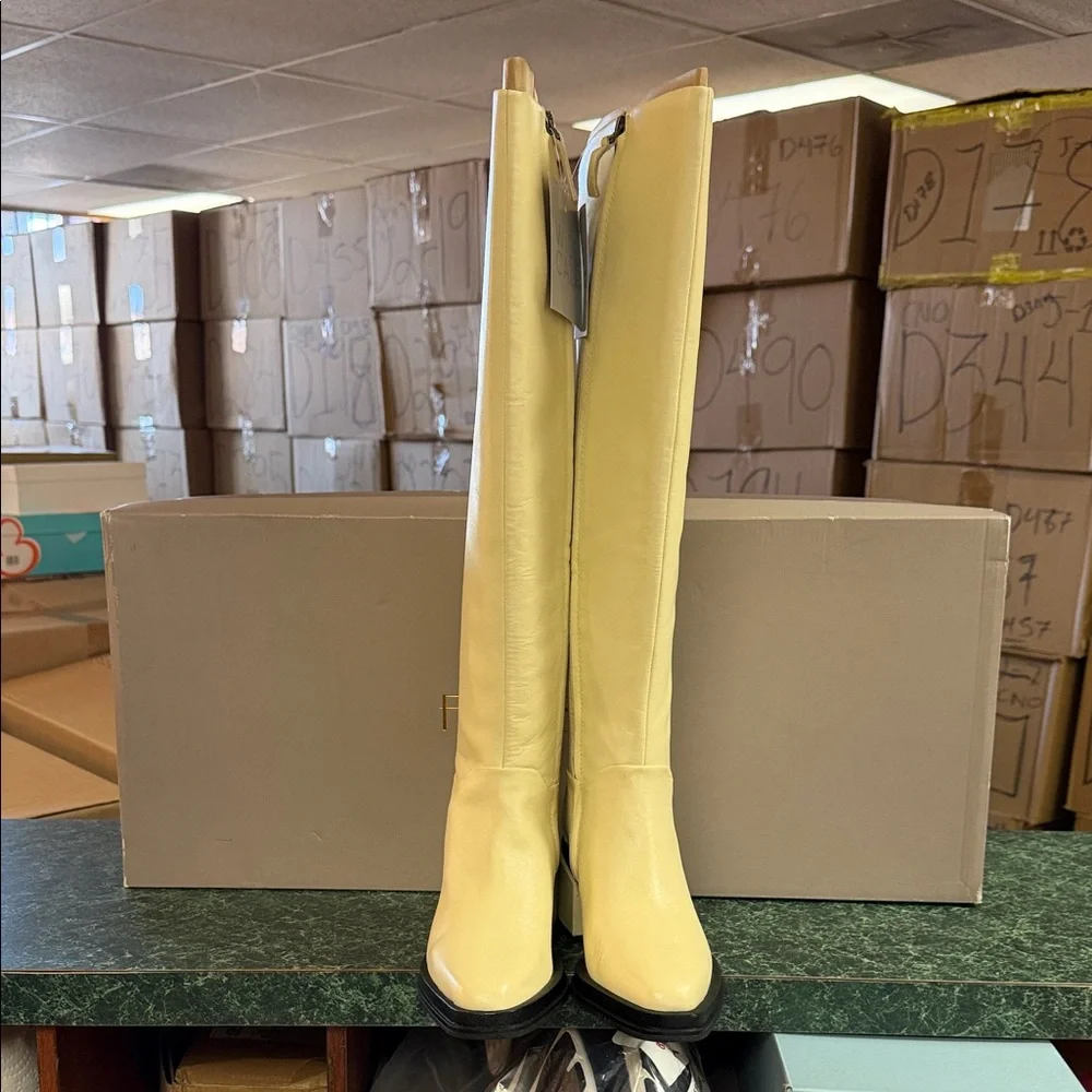 Franco Sarto Cream Over-the-Knee Leather Boots (WIDE CALF)